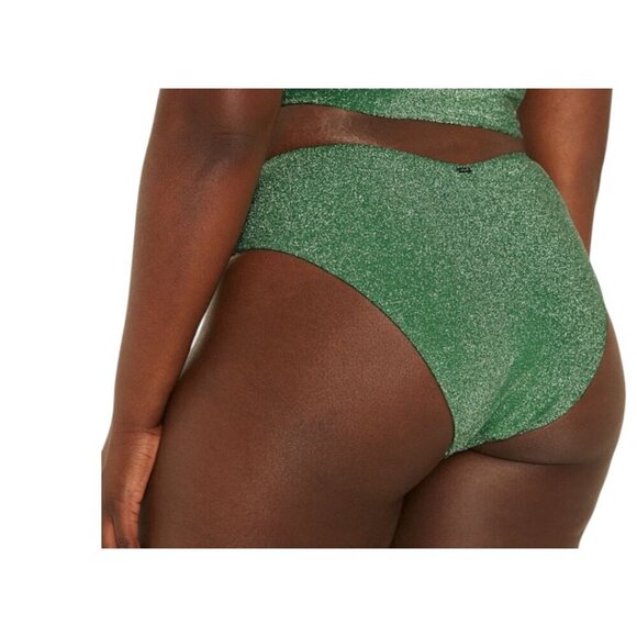 Victoria Secret PINK Green Brazilian Shimmer High Waist Cheeky Bikini Bottom - Picture 2 of 9